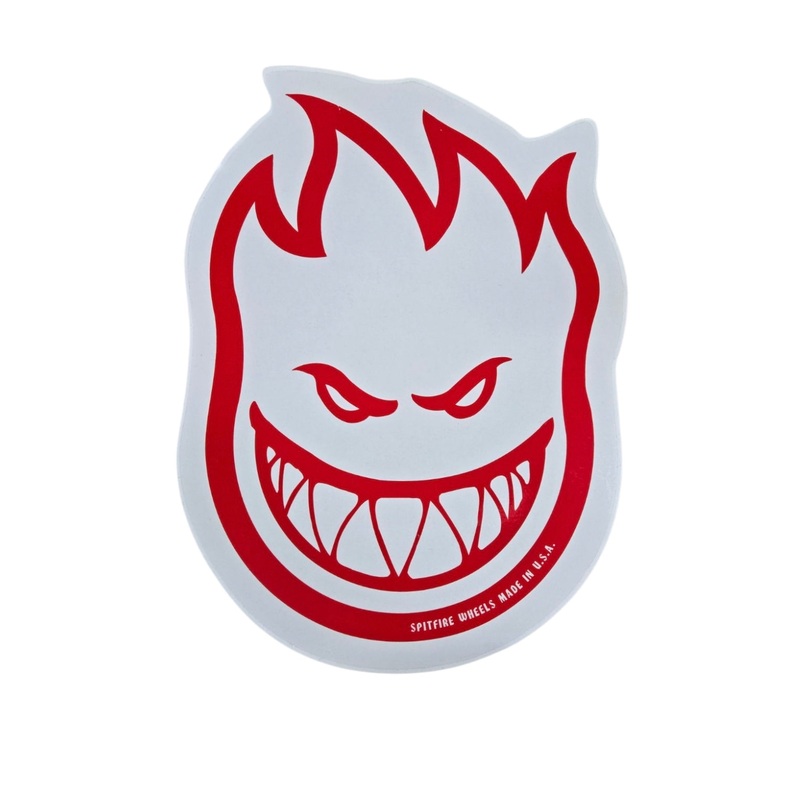 9″x12″ Vintage Spitfire Wheels Big Head Sticker Large – RED CLEAR