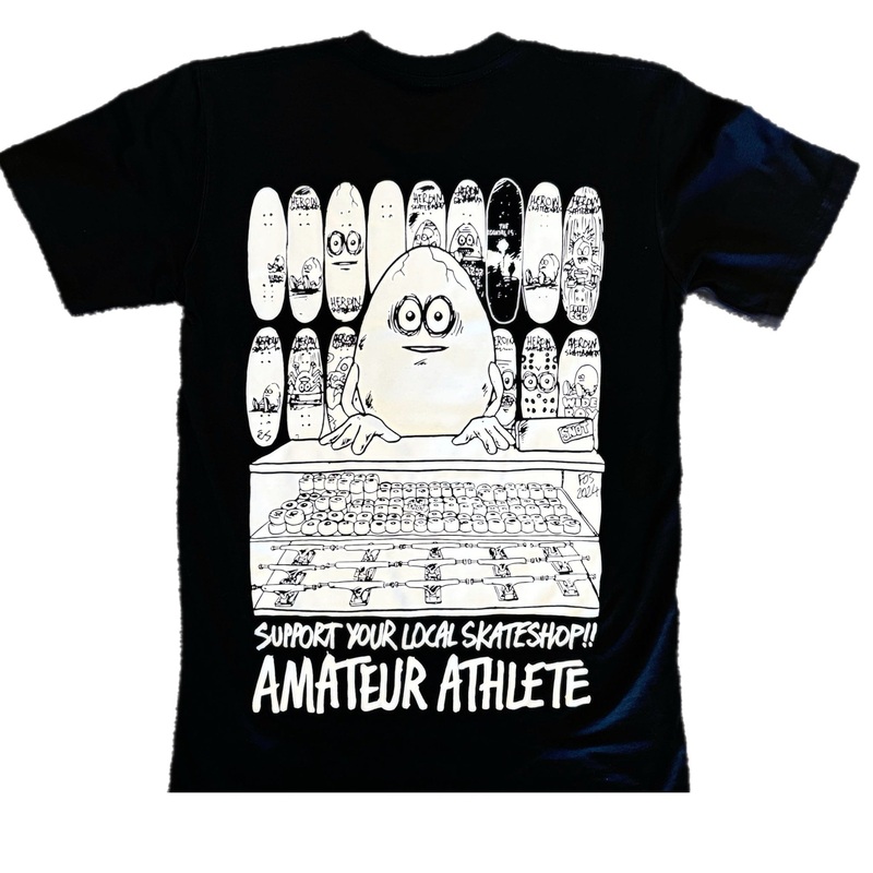 AMATEUR ATHLETE X HEROIN EGG TENDER SHOP TEE BLACK S