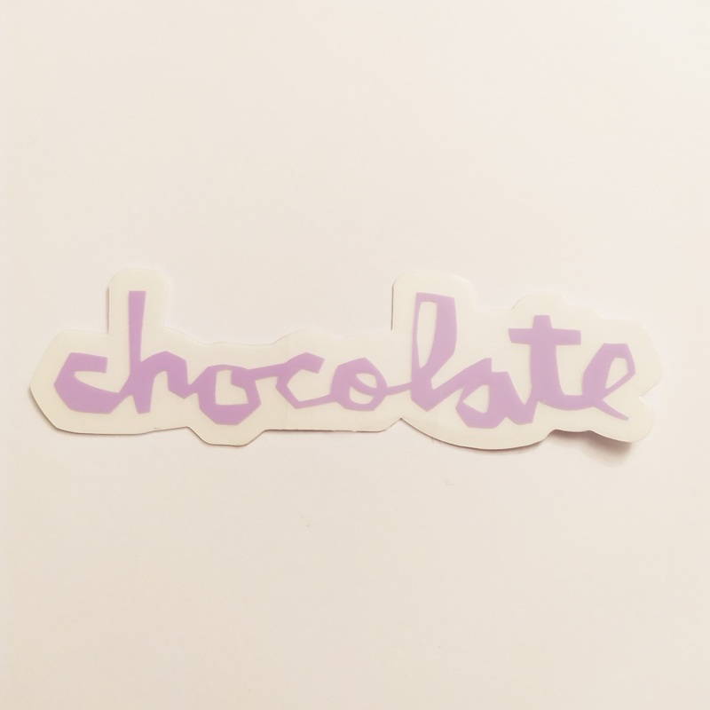 Chocolate Chunk Logo Skateboard Sticker – Lilac – 14 cm across approx.