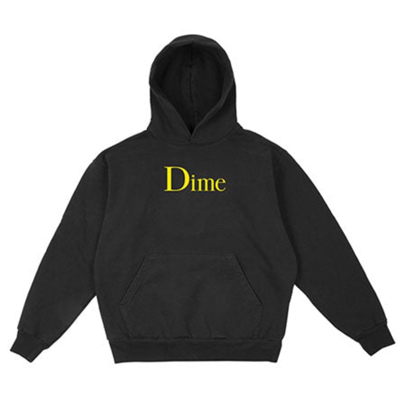 Dime Classic Logo Pullover Hooded Sweatshirt Black Medium