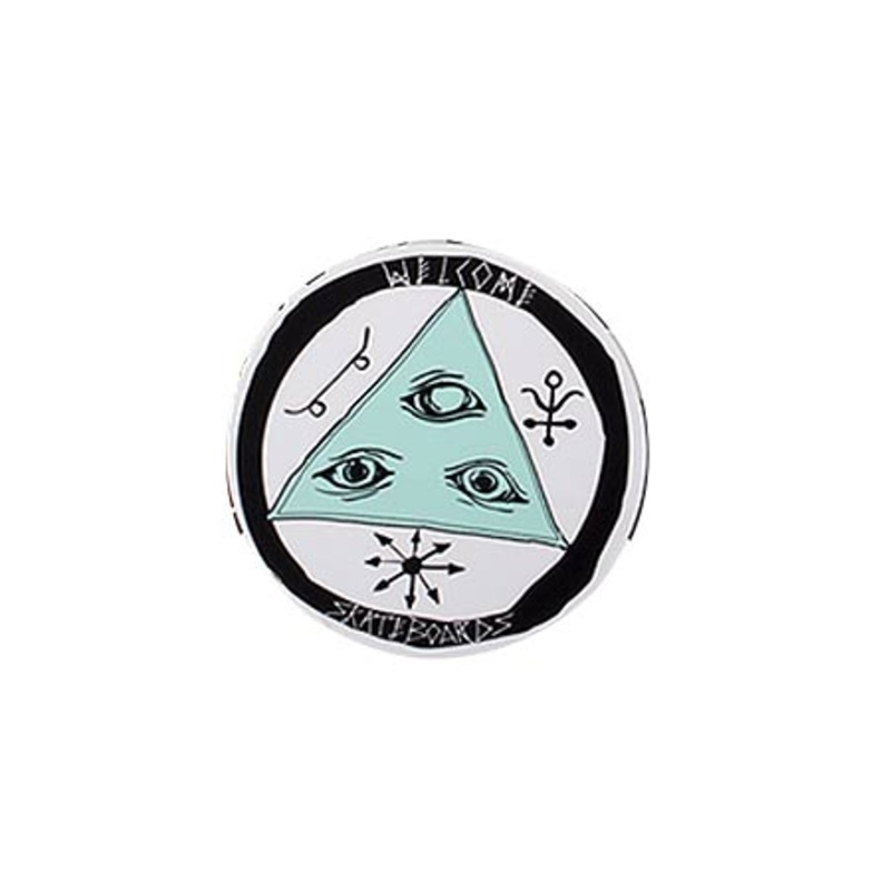 Welcome Skateboards Tailsman Sticker White/ Teal 3″
