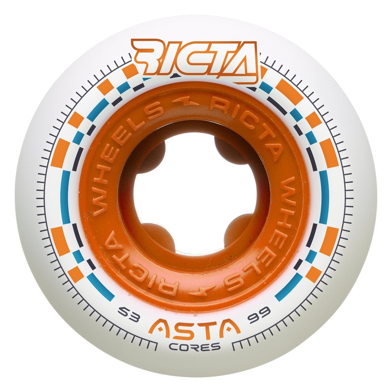 53mm Asta Cores Round 99a Ricta Skateboard Wheels White 53mm