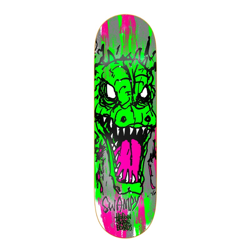 Heroin – 9″ Swampy Savages Deck – Green/ Pink 9″