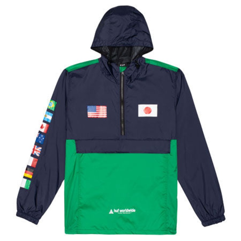 HUF Flags Anorak Jacket French Navy Large