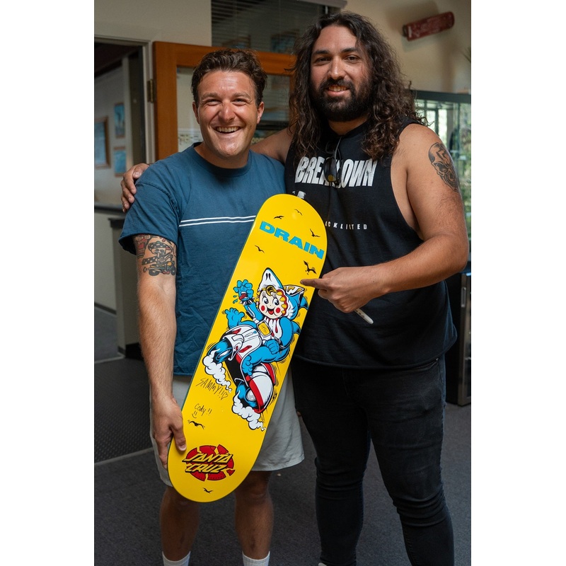 Signed 8.5in Drain Scooter Santa Cruz Skateboard Deck No Color 8.5in x 32.2in