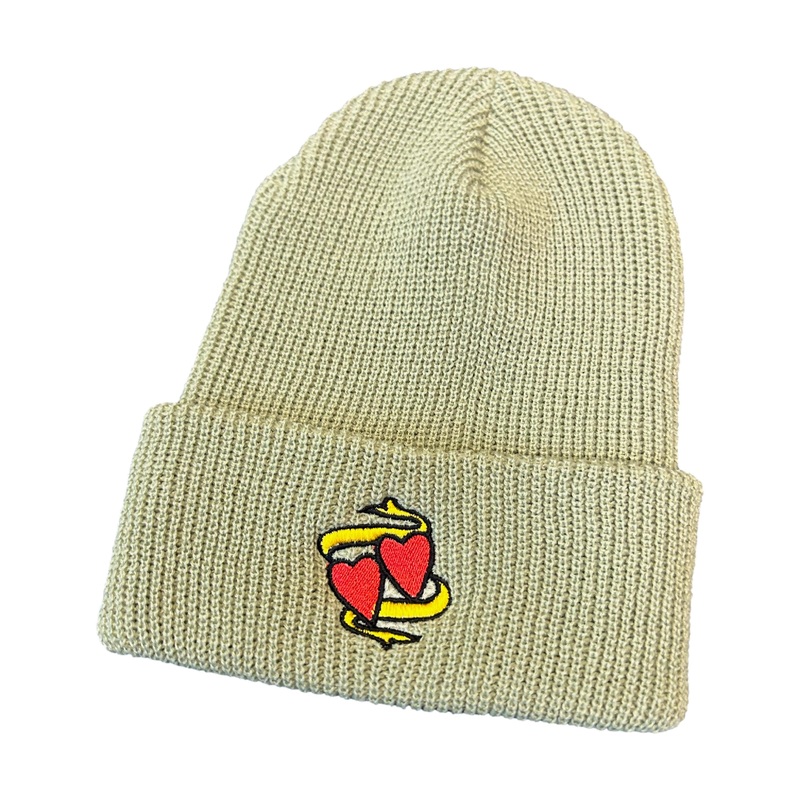 Venue Hearts Embroidered Beanie Sage