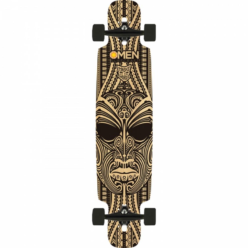 Omen Maori Mask 41.5″ Drop Through with Kicktail Longboard Complete