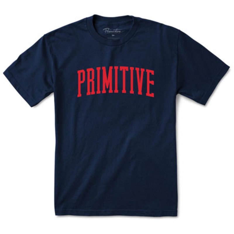 Primitive Skateboarding Collegiate Arch T Shirt Navy/ Red Medium