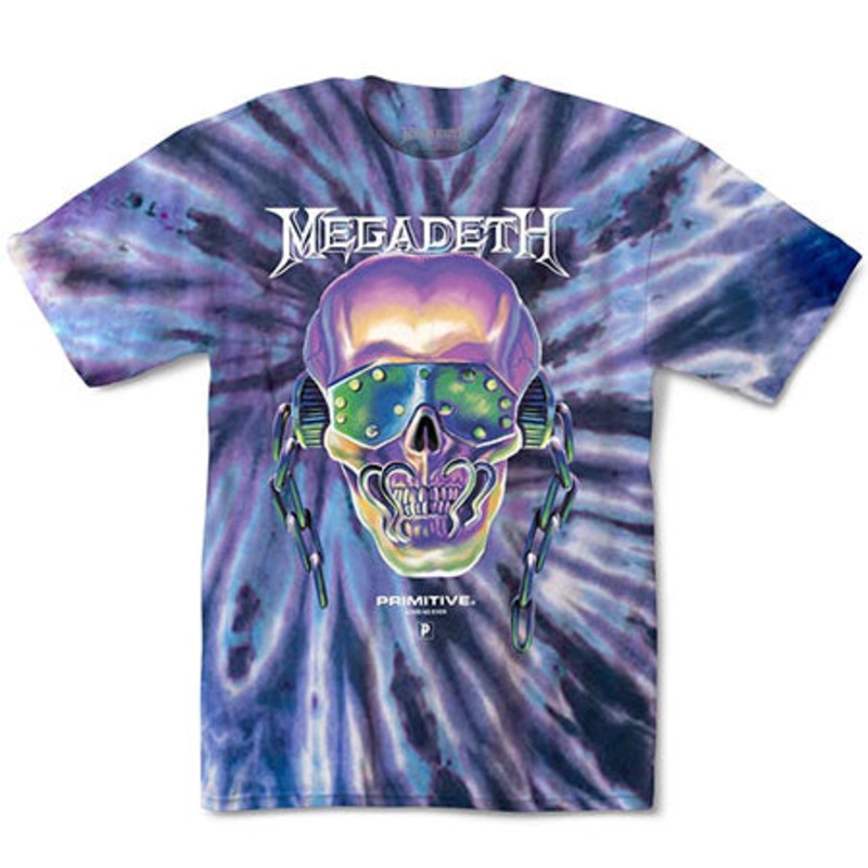 Primitive Skateboarding Primitive x Megadeth Rattlehead Tie Dye T Shirt Purple Large
