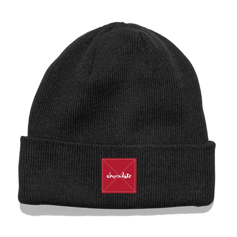 Chocolate Square Label Tight Cuff Beanie Black One Size Fits All