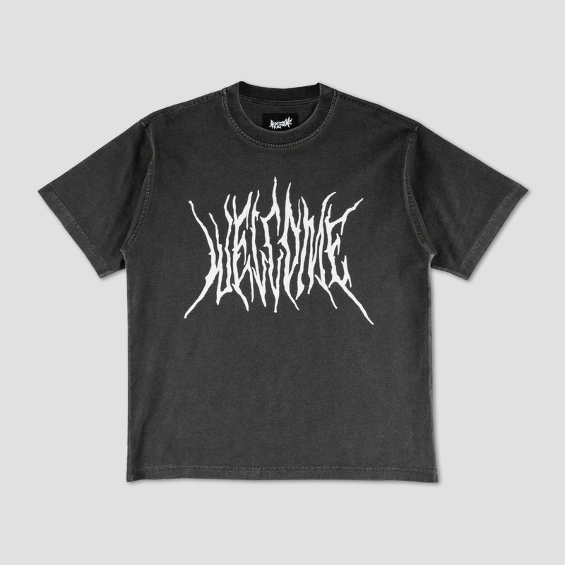 Welcome Screen Shortsleeve Overprint Knit Black / White Large