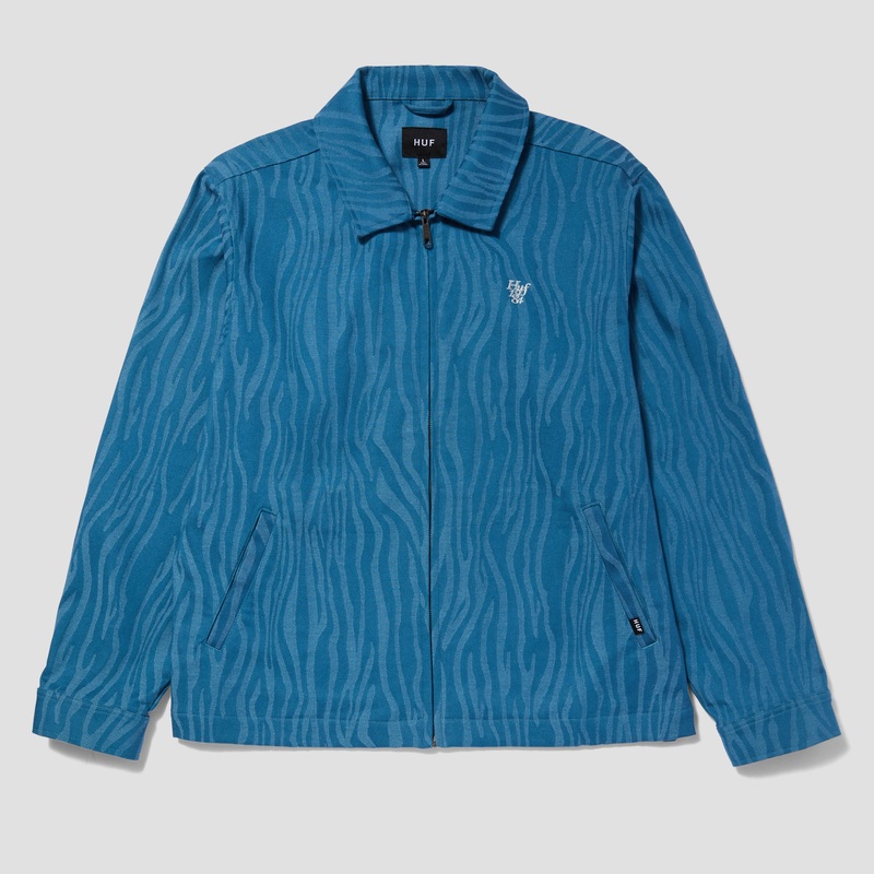 Huf Jacquard Tiger Work Jacket Oil Blue Small