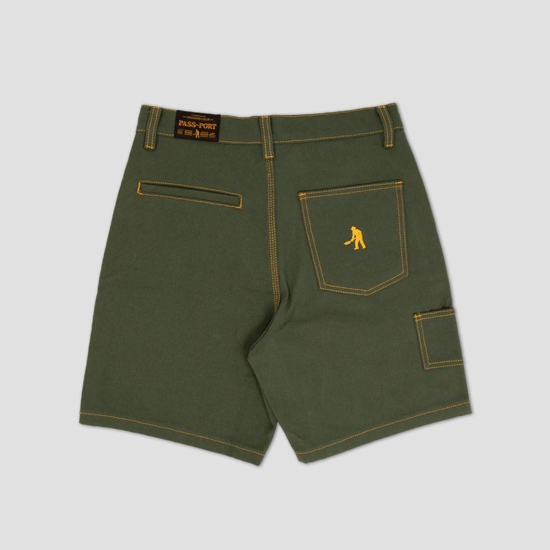 PassPort Diggers Club Shorts Olive / Gold Stitch X-Small