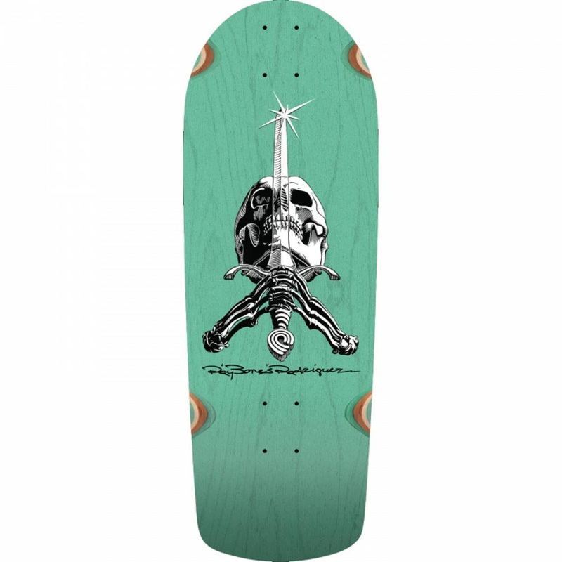 Powell Peralta Rodriguez Snub Skull/Sword 10″ Teal Skateboard Deck