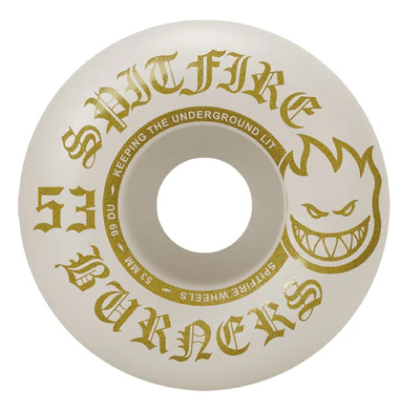 Spitfire Burners Wheels White/Gold 53MM 99D 53mm