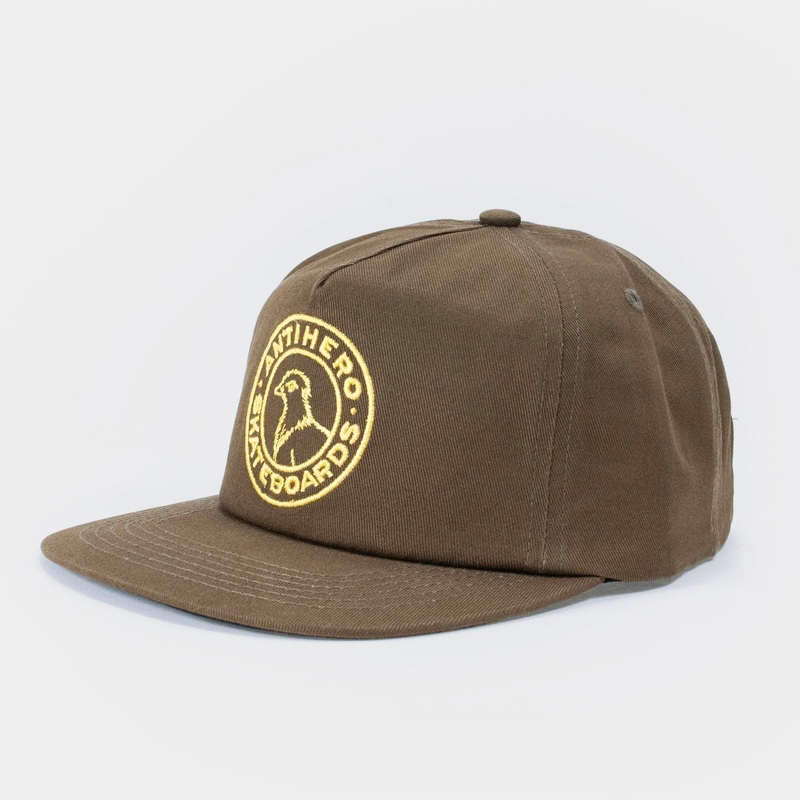 Anti Hero Basic Pidgeon Round Snapback Cap – Olive/ Yellow
