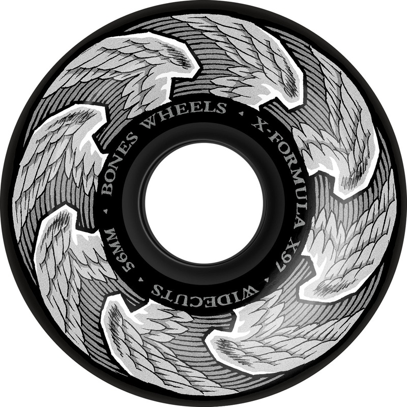 Bones 97a X Formula Death Angels V6 Widecut Skateboard Wheels 53mm Black