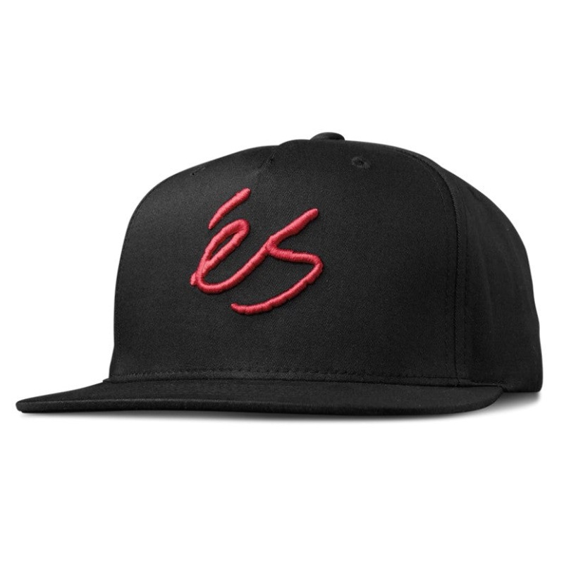 eS Script Black with Red Snapback Hat