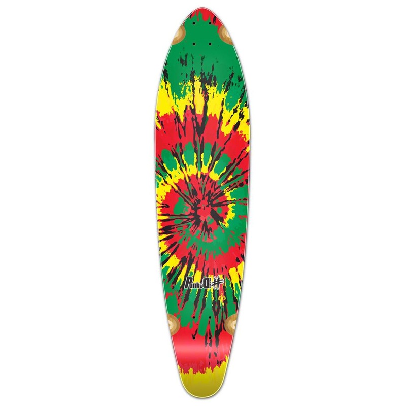 Punked Kicktail Tiedye Rasta Longboard Deck Deck