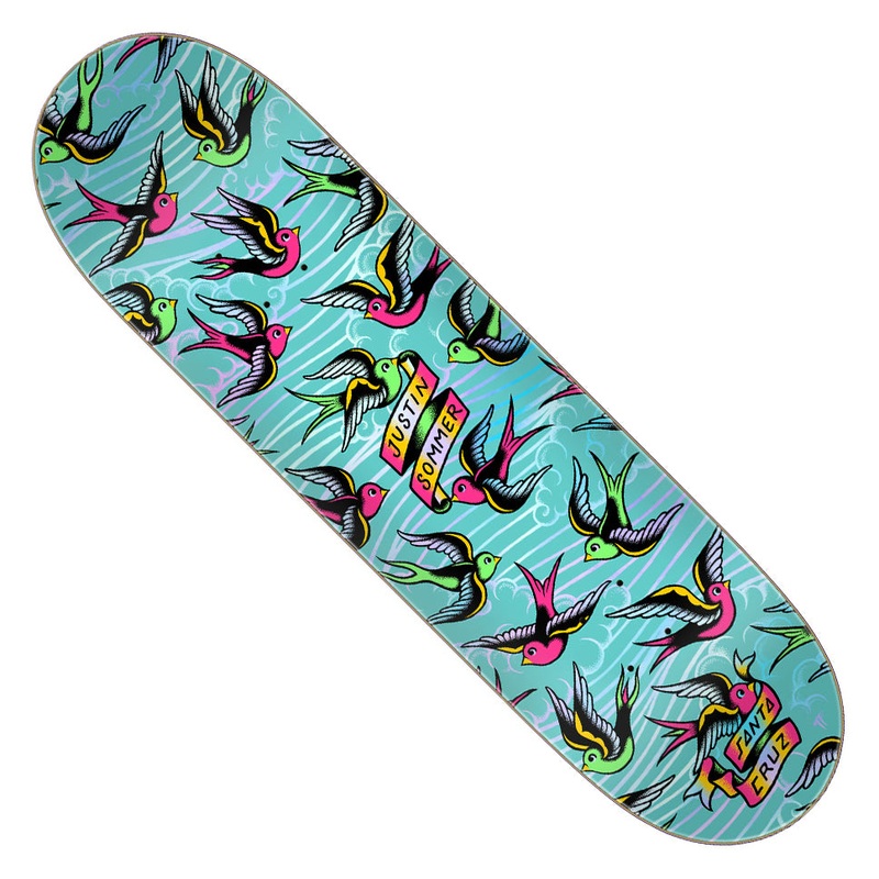 Santa Cruz Justin Sommer Sparrow Pro Deck Teal 8 x 30.5 WB:13