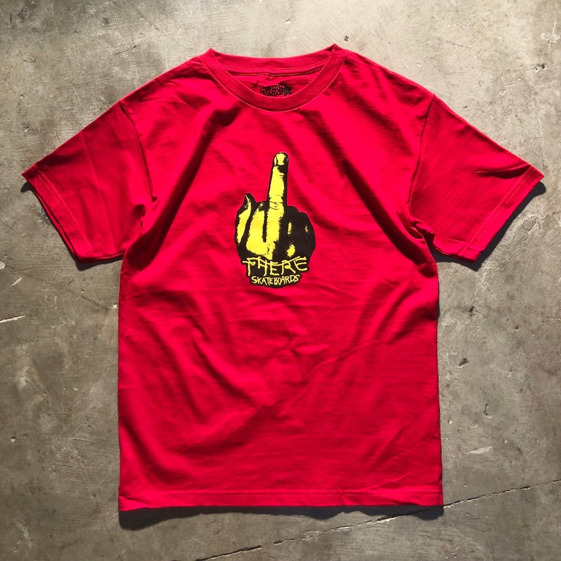 There Skateboards – Up Yours T-Shirt – Red / Yellow / Black Medium