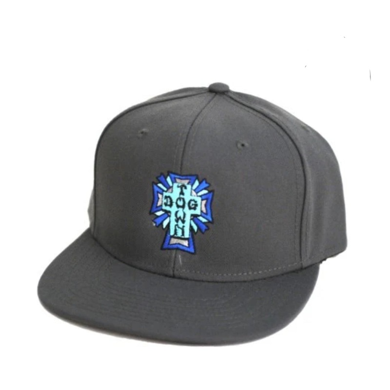 Dogtown Full Canvas Embroidered Snap Back hat CROSS LOGO – GREY