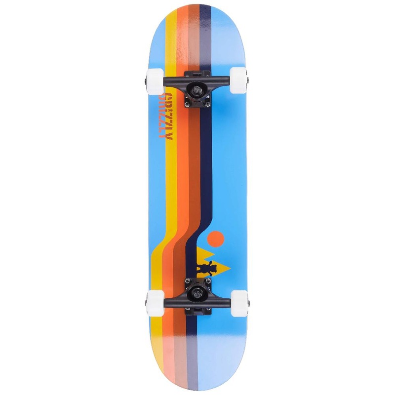 Grizzly Retro Lines Blue 8.0″ Complete Skateboard Complete