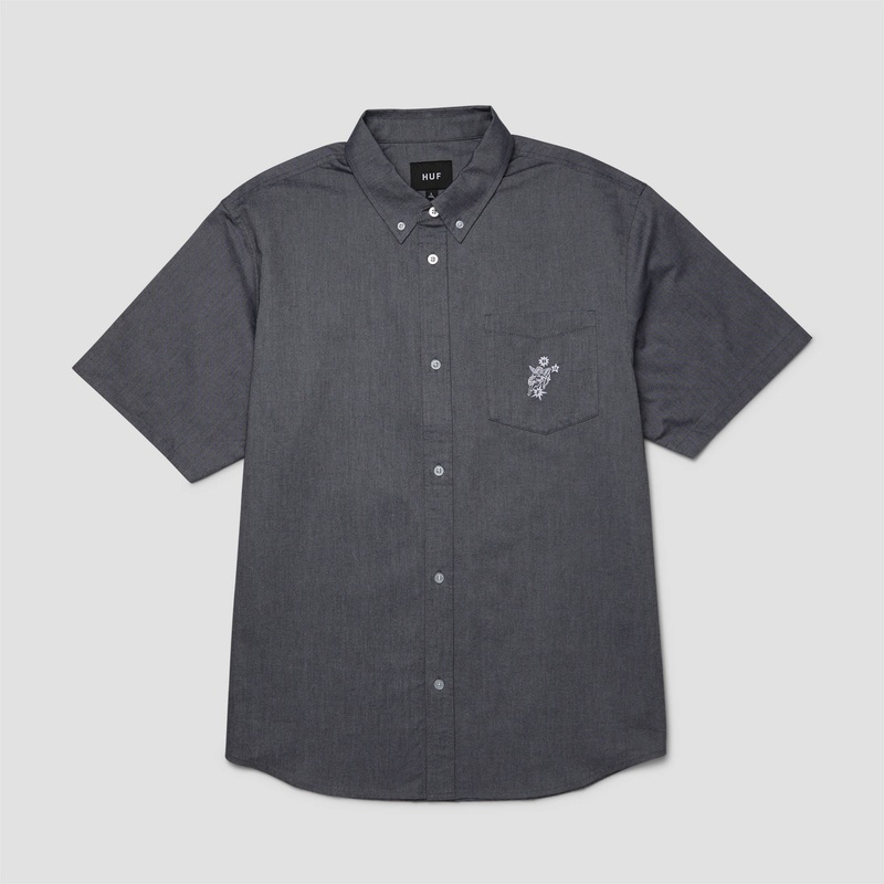 HUF Icarus Shortsleeve Oxford Shirt Washed Black Small