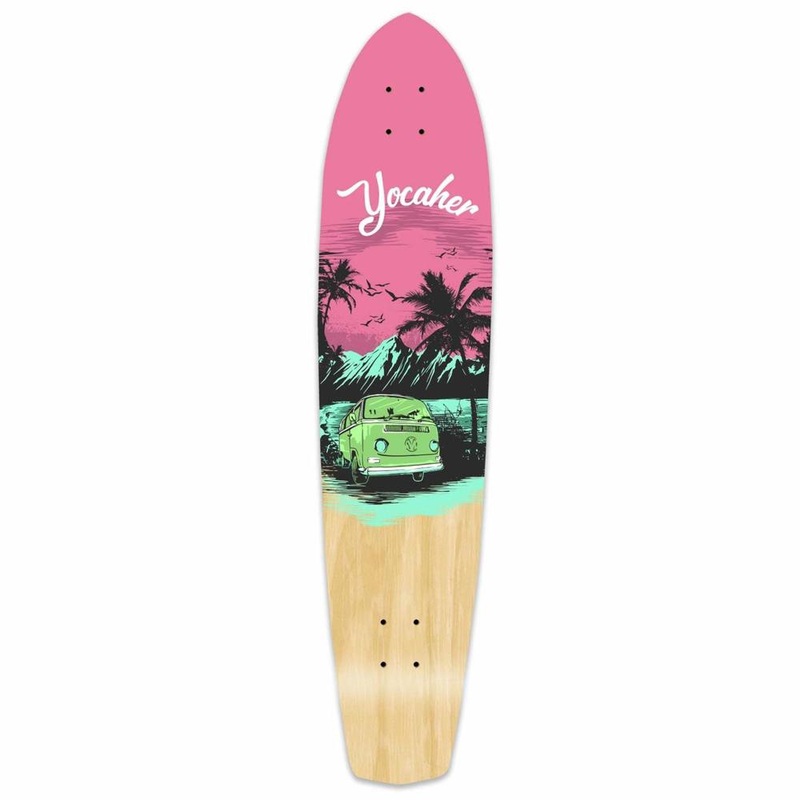 Punked Slimkick Longboard Deck – VW Series – Pink N’ Mint Deck
