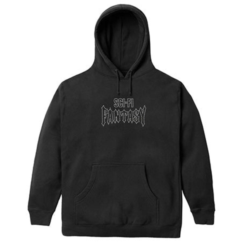 Sci-Fi Fantasy Biker Studded Pullover Hooded Sweatshirt Black Small