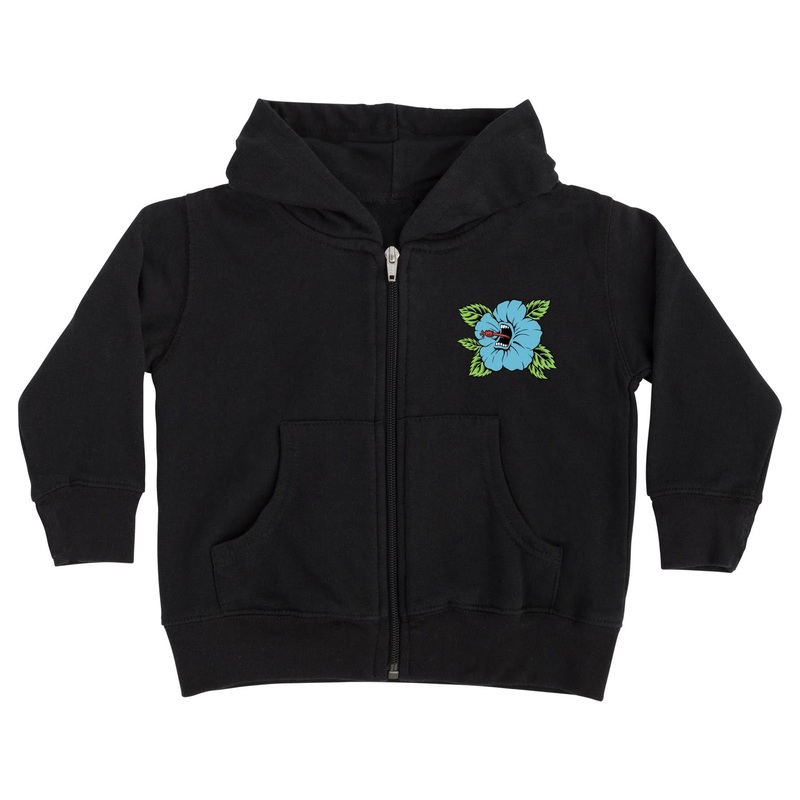 Screaming Hibiscus Dot Kids Santa Cruz Zip Hoodie Black 2T