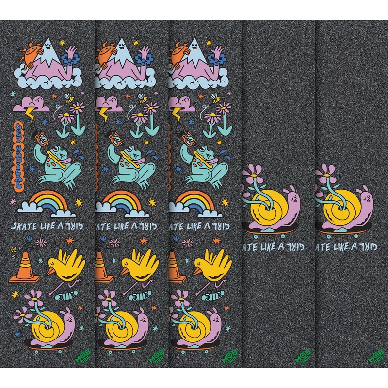 Mob x Skate Like A Girl 9″ x 33″ Skateboard Grip Tape Birds Frogs Snail