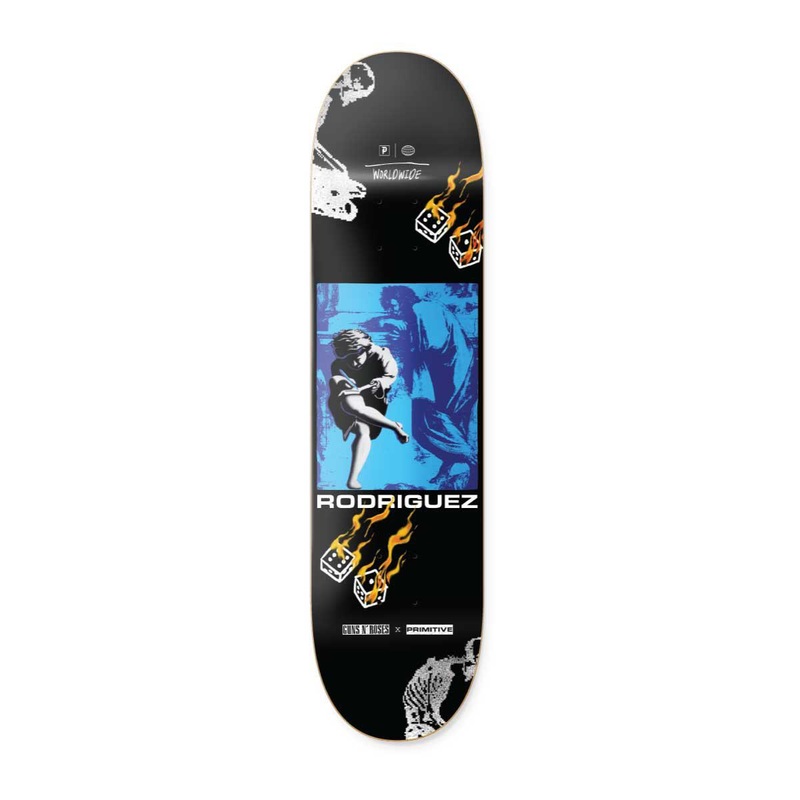 PRIMITIVE x GUNS ‘N ROSES RODRIGUEZ ESTRANGED BLACK 8.125″ SKATEBOARD DECK