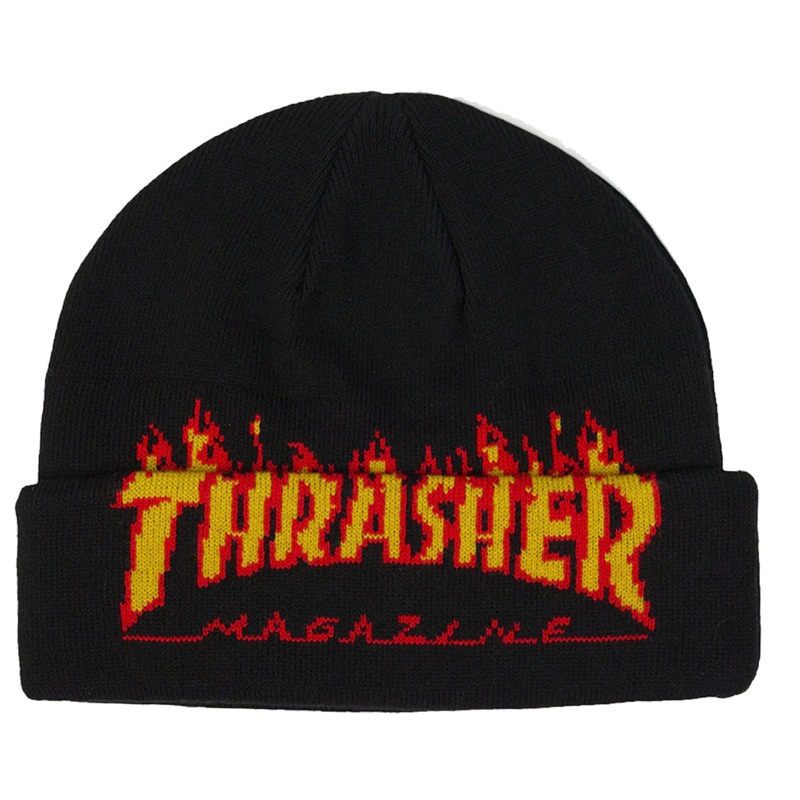 Thrasher Magazine Flame Fold Beanie Black One Size Fits All