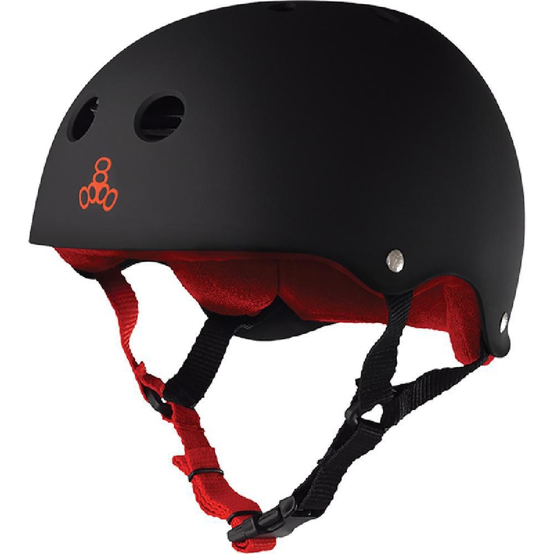 Triple 8 Sweatsaver Black Matte Red Skate Helmet XS