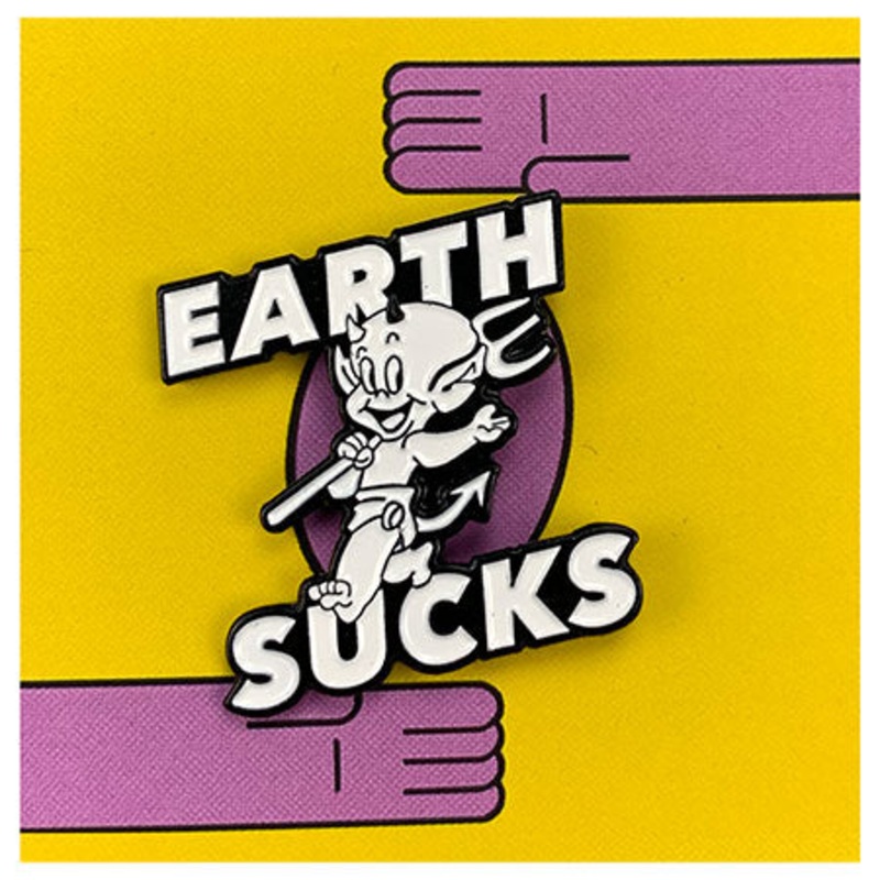Carpet Company Earth Sucks Lapel Pin White/ Black One size fits all