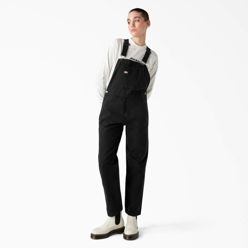 Dickies Women’s Duck Canvas Bib Overalls – Stonewash Black X-Small Black (BKX)