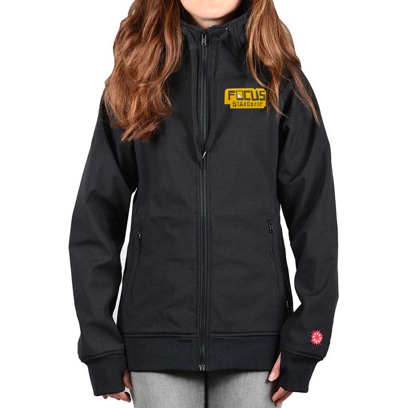 Focus Boardshop Women’s Tech Zip Hooded Jacket, Medium Medium Black
