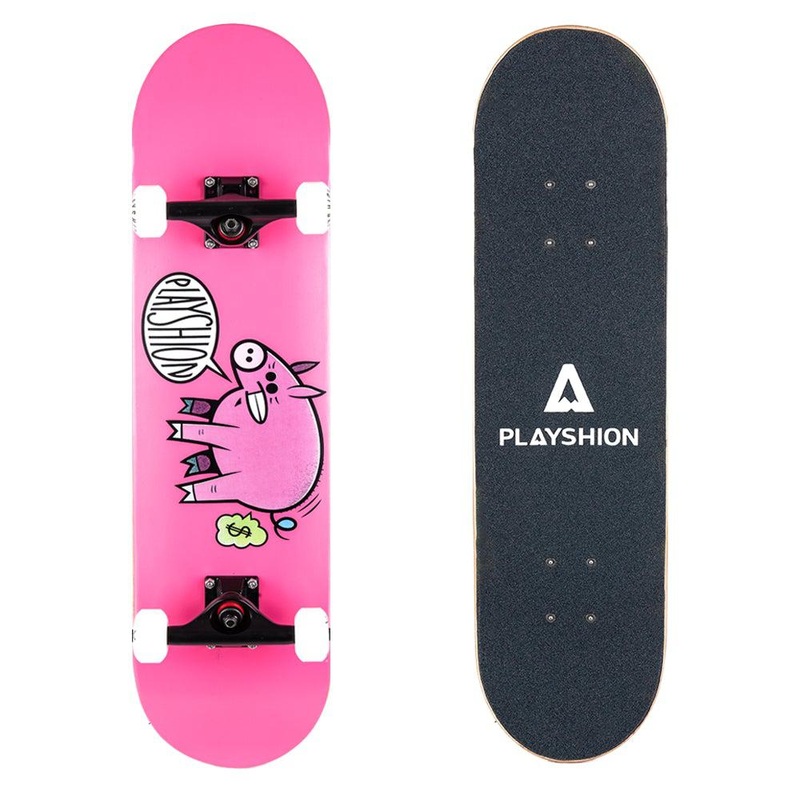 Playshion Fortune Pig 31 Inch Skateboard for Kids Complete