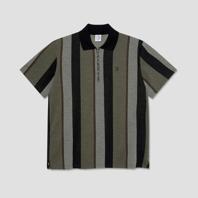 Polar Jacques Polo Shirt Herringbone Khaki Green Small
