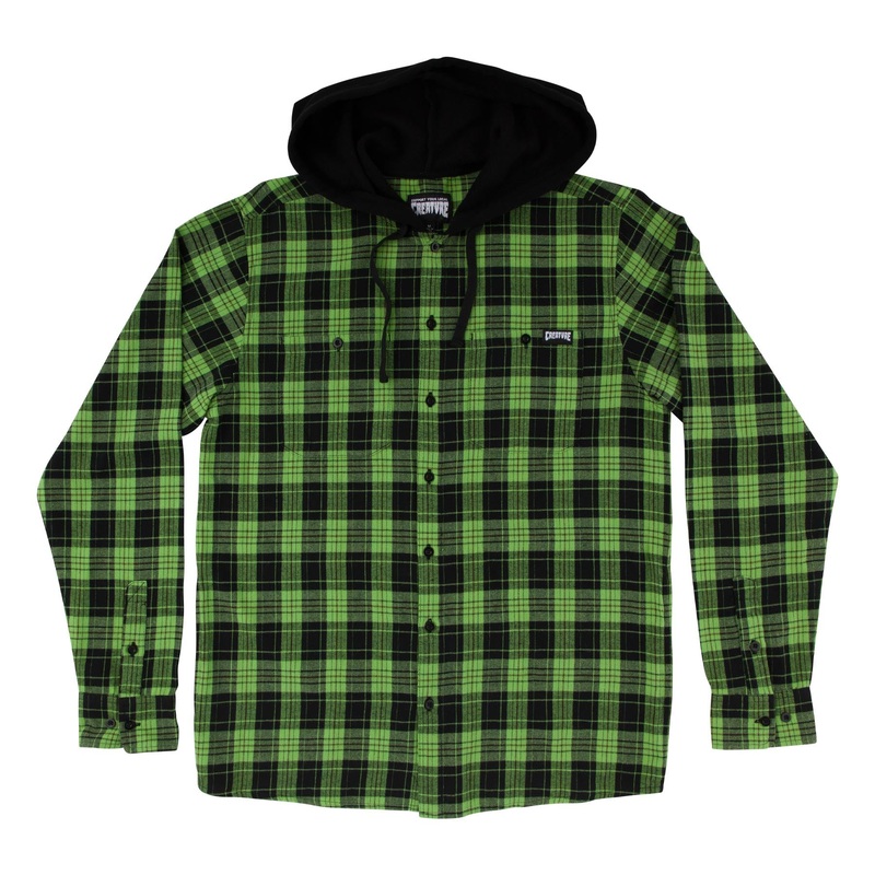 Bat Relic Mens Creature Flannel Shirt Green/Black S