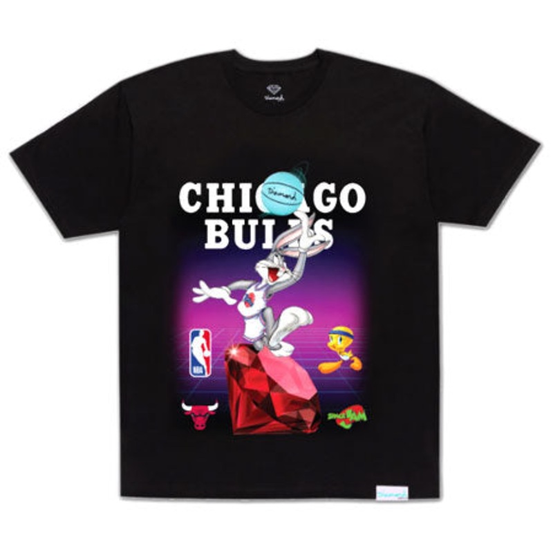 Diamond Diamond x Space Jam Chicago Bulls T Shirt Black Small