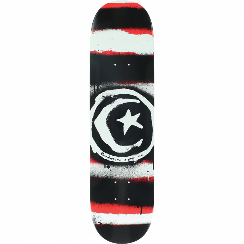 Foundation Star & Moon Distress 8.0″ Red Skateboard Deck