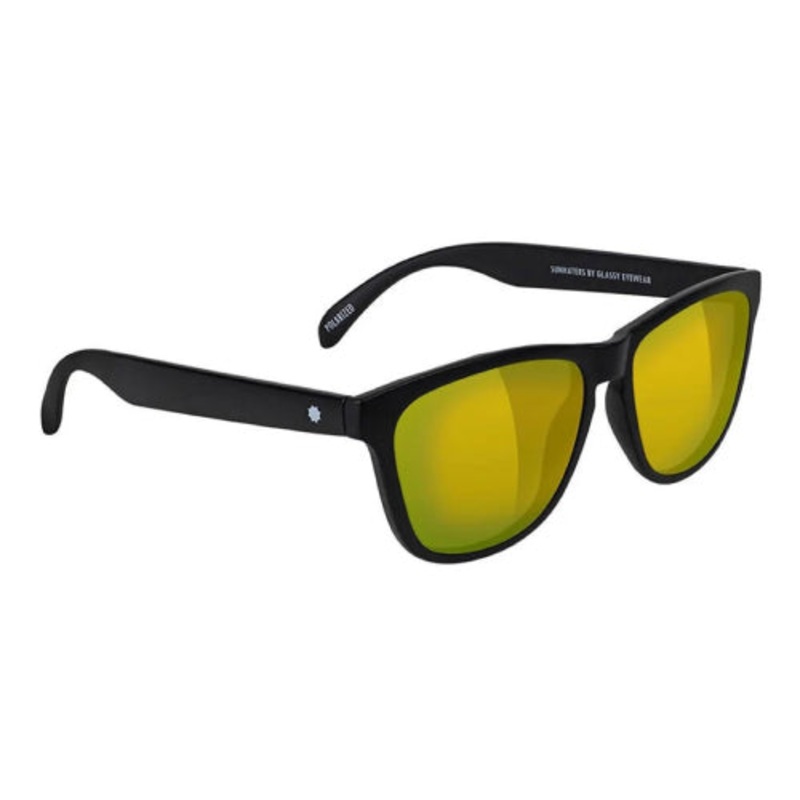 Glassy Deric Polarized Sunglasses Matte Black/Gold Mirror