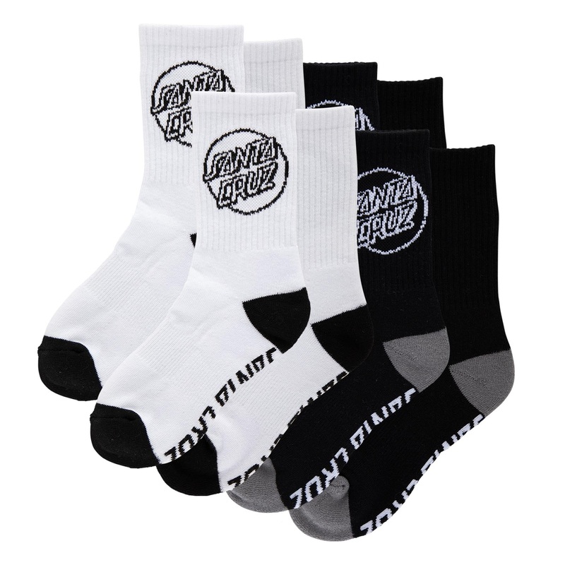 Opus Strip Youth Santa Cruz Socks X4 Pairs Black/White 2-5.5 4 pair