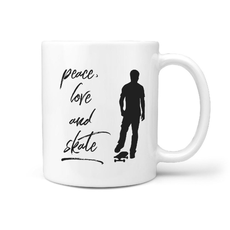 Peace Love and Skate Coffee Mug – great gift for longboarder / skateboarder