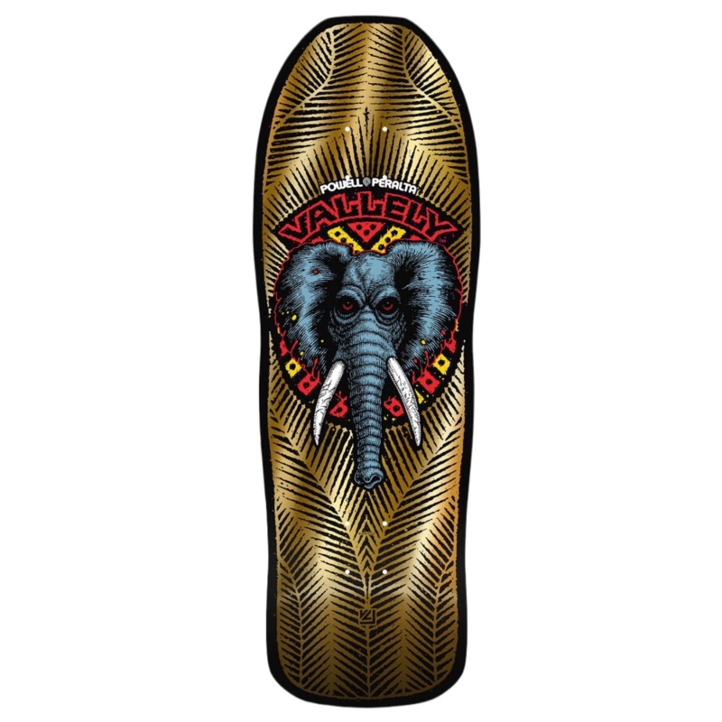 Powell Mike Vallely Elephant Gold Foil 10.0″ Shaped Skateboard Deck 10.0″ WB 15.0″
