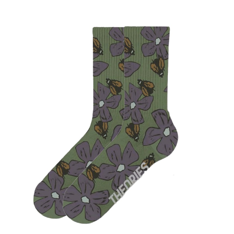 Theories Pollinate Crew Socks Green/ Purple One Size Fits All