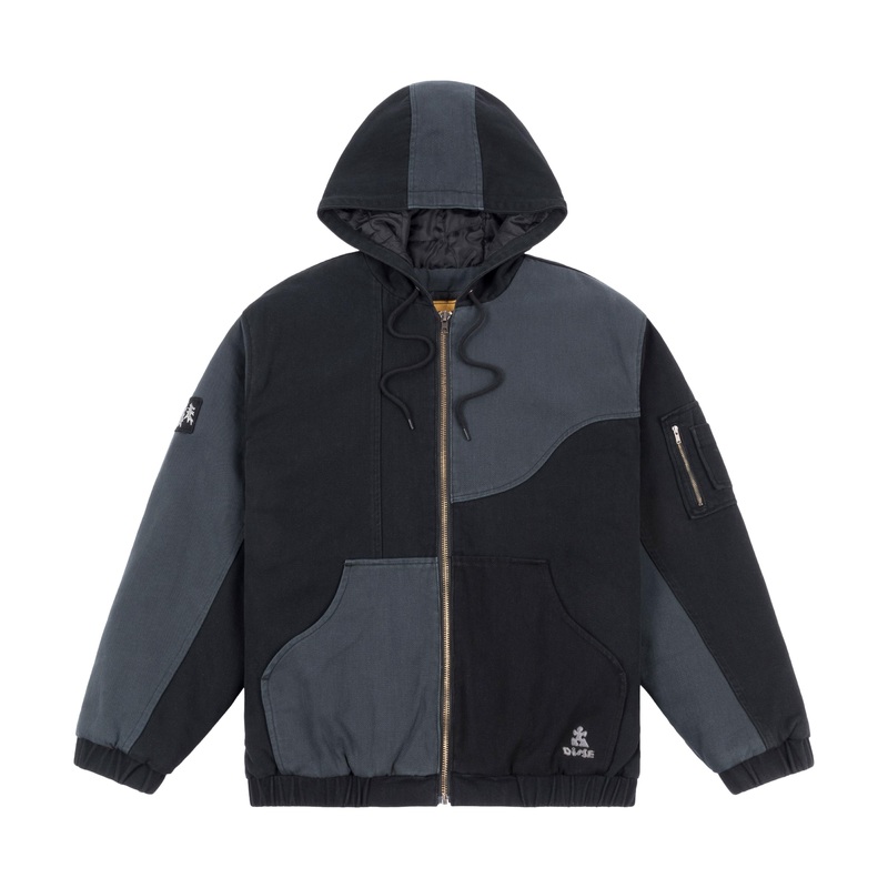 Dime Panel Denim Hooded Bomber Charcoal M