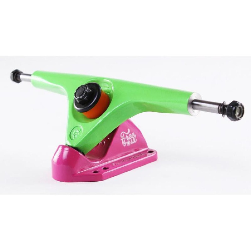 Free Soul Longboard Skateboard Trucks 180mm Neon Green/Pink – set of 2